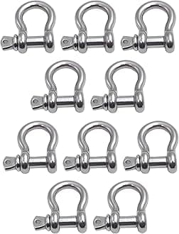 316 Stainless Steel Bow Shackle with Oversized Screw Pin, Marine-Grade Hardware for Anchor Lines, Towing, Dinghies, Canoes, Trailers, Utility Tie-Downs & Off-Road Recovery