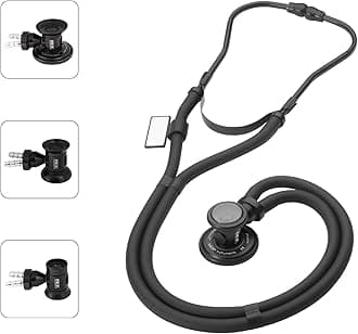 MDF Instruments, SpragueRappaport Dual Head Stethoscope with Adult, Pediatric, Black Tube, Infant Convertible chestpiece, MDF767BO