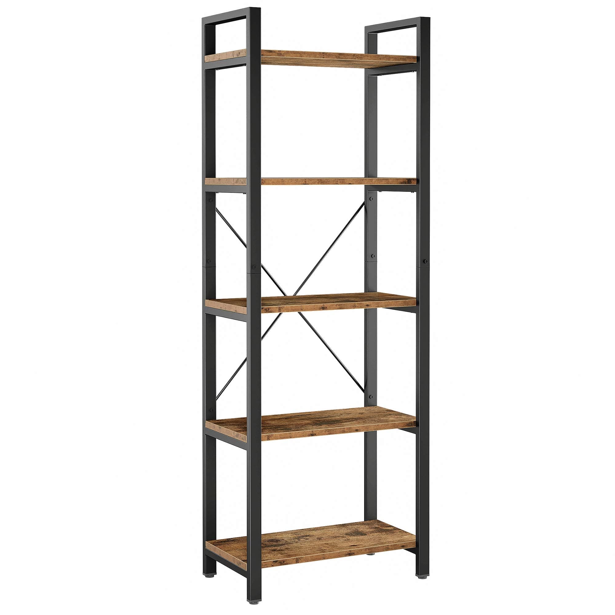 IRONCK Bookshelf 5-Tier Ladder Shelf 110 lbs or Shelf Vintage Industrial Styl...