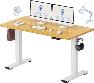 FLEXISPOT Standing Desk 55 x 24 Inch Adjustable Height Desk Home Office Computer Workstation Sit Stand Desk, Maple Top + White Frame