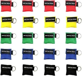 AOUTACC 20 Pack CPR Face Shield Mask, Keychain Mask Disposable Emergency Kit CPR Face Shields for First Aid Cardiac Resuscitation Training