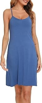 Vlazom Women's Full Slip Soft Nightdresses Basic Petticoat Spaghetti Strap Chemises V Neck Negligee Nightgown S-3XL