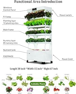 YAFODUTE Hydroponics Growing System Tower Indoor Herb Garden Kit with Grow Light | Smart Garden for Home Kitchen Windowsill | Vegetable Gardening Starter, White 0828