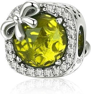 Birthstone Charm Fit for Pandora Charms Bracelet Bowknot Birthday Crystal Charms for Bracelet and Necklace