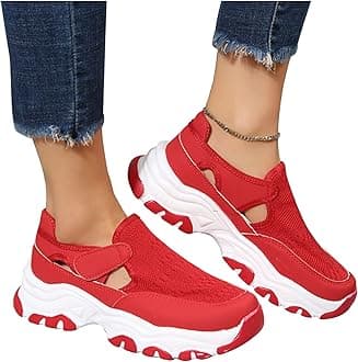 EEUK Orthopedic Diabetic Walking Sneakers 2023 Fashion, Comfy Canvas Shoes Women Fashion Trainers Womens Fly Woven Breathable Walking Shoes Breathable Mesh Shoes(Size:US 8.5,Color:Ed)