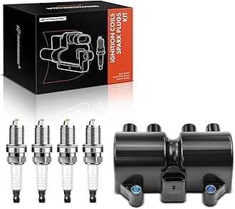 A-Premium 1x Ignition Coil Pack and 4x Iridium Spark Plugs Compatible with Chevrolet Aveo Corsa LUV Tornado Tracker Pontiac G3 Matiz Wave Daewoo Nubira Suzuki