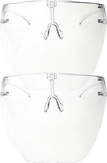 Protective Face Shield Full Cover Visor Glasses/Sunglasses (Anti-Fog/Blue Light Filter) (Clear/Clear) 2-Pack