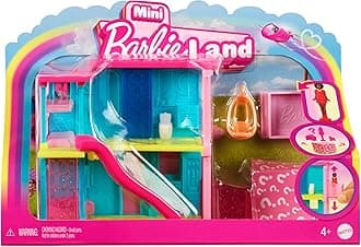 Mini BarbieLand Doll House Sets, Mini Dreamhouse with Surprise 1.5-inch Barbie Doll, Furniture & Accessories, Plus Elevator & Pool, 4Y+, HYF46