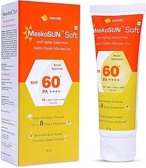 Maskosun | SPF 60 | Anti-Aging Sunscreen | For Sensitive Skin | Broad spectrum PA++++ | matte finish | 8 hours protection Pack of 50g