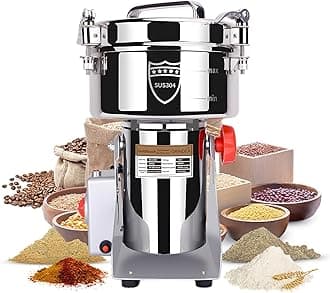 Goldtouch 2000g Grain Mill Grinder 3600W Electric Stainless Steel Grain Grinder High-Speed Pulverizer Powder Machine for Dry Wheat, Oats, Corn, Pepper and Coffee Beans (2000g Swing Type)