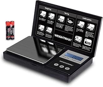 WEIGHTMANGramme Scale, Black Titanium Plating 200g0.01g Pocket Jewellery Scale, Digital Scale Grammes and Ounces with Tare Function, Portable Travel Scale for Food, Medicine, Jewellery Battery Inc...