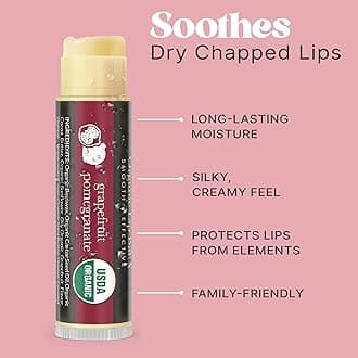 USDA Organic Lip Balm - USA Made with Natural Ingredients, 4 Pack Multi Flavor Lips Moisturizer, Moisturizing Lip Care, Beauty Gifts & Small Birthday Gifts, Moisturizer Chapstick Care for Dry Lips