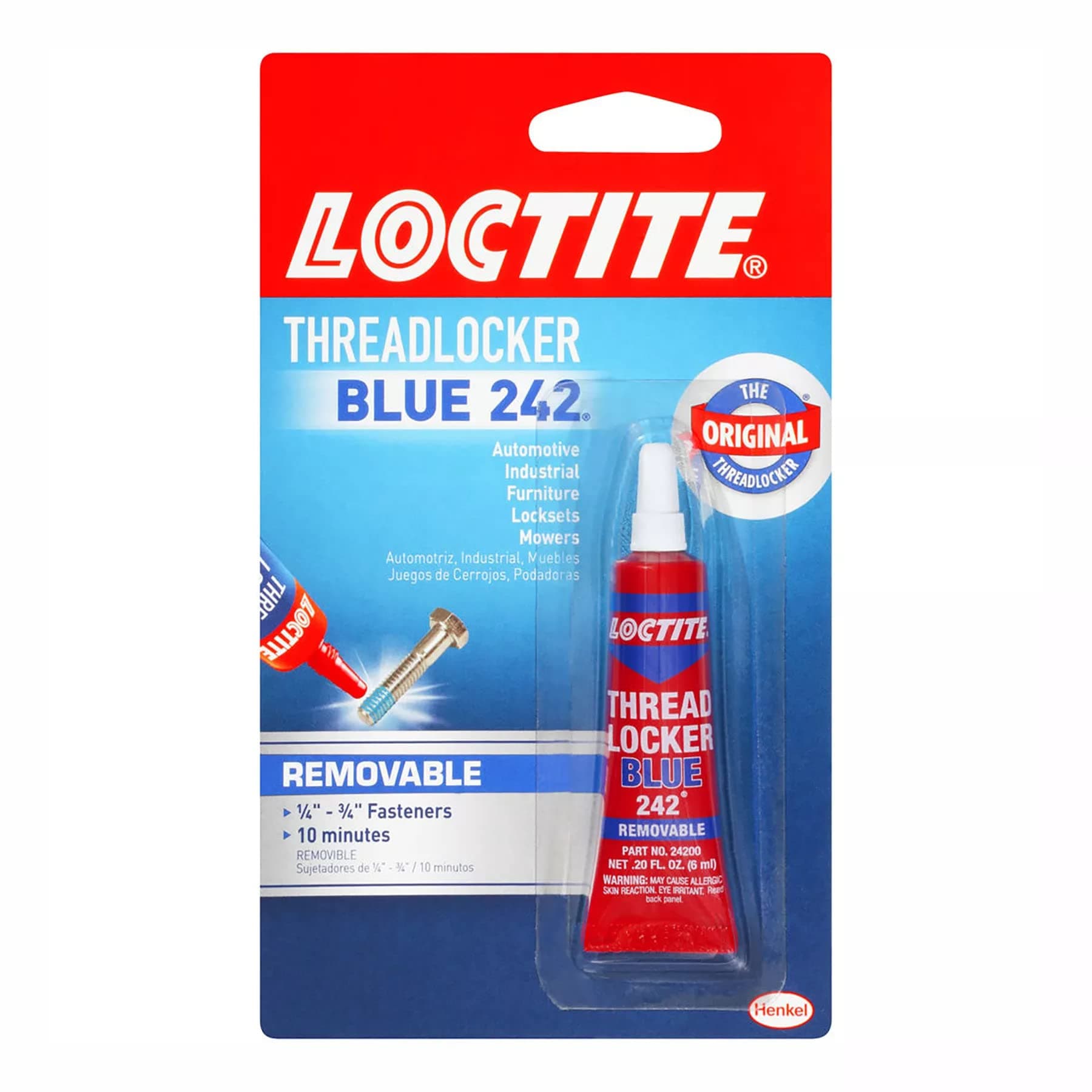 Loctite Thread Locking Adhesive, Blue, 209728
