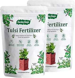 Garden Genie Organic Tulsi Fertilizer for Tulsi Plant 1.8 Kg (2 Bags of 900g) | Essential Tulsi Plant Growth Booster Fertilizer, Powder