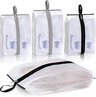 MISSLO Clear Shoe Bags for Travel 4 Pack Shoe Bags for Storage Waterproof Sneaker Travel Organizer Portable Boots Pouch with Sturdy Zipper for Men & Women, Large and XX-Large