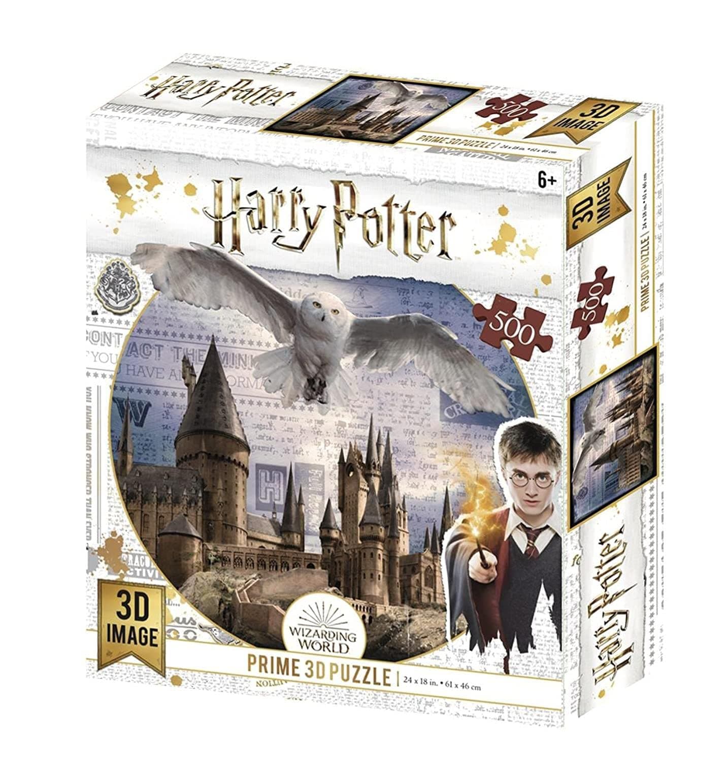 Harry Potter Redstring Hogwa Prime 3D Effect 500 Piece Hogwarts & Hedwig Puzzle, Various