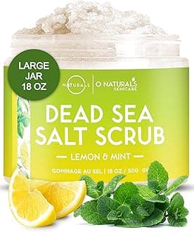 O Naturals Rejuvenating Lemon & Mint Dead Sea Salt Face & Body Scrub. Refreshes, Exfoliates, Tones & Treats Oily Skin, Acne. Anti-Aging. Antiseptic, Antimicrobial. Sweet Almond & Argan Oil. 18 Oz