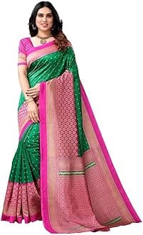 Ladies Faux Silk Printed Saree with Unstitched Blouse