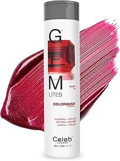 Celeb Luxury Gem Lites Colorwash, Professional Semi-Permanent Hair Color Depositing Shampoo, Ruby