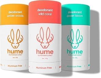 Hume Supernatural Aluminum Free Deodorant for Women & Men - Probiotic, Plant-Based, Baking Soda Free, Aloe, & Cactus Flower, Anti Sweat, Stain & Odor – Desert Bloom, Amber Woods, Wild Coral