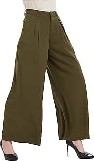 Tronjori Women High Waist Casual Wide Leg Long Palazzo Pants Trousers Regular Size