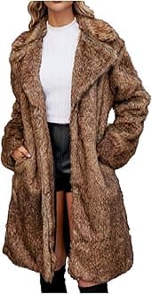 Womens Long Faux Fur Coat Oversized Loose Winter Jackets Trendy Luxury Trench Coat 2024 Open Front Lapel Outerwear