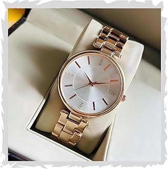 Women Analogue Wrist Watches for Women's & Girls&Miss&Ladies Diamond Studded Dial Rosegold Colored Stylish Bracelet Strap