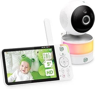 LF915HD Video Baby Monitor with 5 720p HD LCD Display, 360 Pan & Tilt with 8X Zoom Camera, Color Night Vision, Night Light, Two-Way Intercom, Smart Sensors