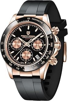 Pagani Design Men's Luxury Chronograph Watch Japanese VK63 Quartz Movement Analog Watch for Man with Ceramic Bezel, 100M Waterproof & Rubber Strap | Premium Wrist Watch for Man