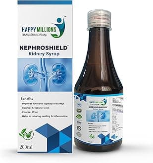 - Happymillions Nephroshield Kidney Detox Health Supplement Ayurvedic Syrup Improves Functional Capacity of Kidneys Supports Kidney Function, Balances Creatinine Levels, Reduces Swelling and Inflammation, and Cleanses Urine 200 Ml