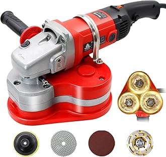 Electric Diamond Polisher Machine - 2800W Concrete Floor Grinder Kit with 3 Diamond Wheels, 6 Variable Speed for Dustless Grinding of Stone Marble Granite Cement Epoxy Thinset Metal Descaling