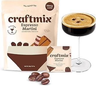 - Craftmix Espresso Martini Cocktail & Mocktail Drink Mixer, Skinny Mixes - Water Flavoring Packets - Made With Real Coffee Beans - Vegan, Low-Carb, Low-Sugar, Non-GMO, Dairy Free, Gluten Free, 12 Pack