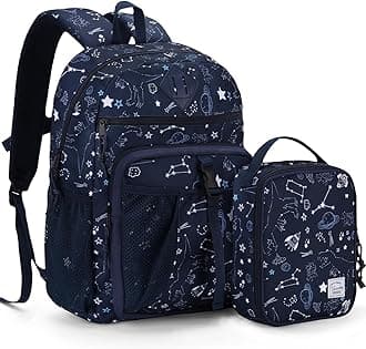 Kids Backpack Lunch Bag Set, 2-1 School Bookbag Insulated Lunch Box for Toddlers,Preschool,Daycare,Kindergarten,Elementary School Navy