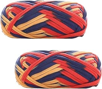 2 Pack of Colorful Knitting Yarn Fabric Crochet Cloth T-Shirt Yarn for DIY Knitted Fabric Art Basket Bag 200g