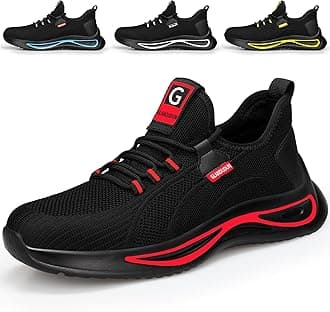 GLANOUDUN Steel Toe Shoes for Men Lightweight Work Shoes for Men Black Steel Toe Sneakers Comfortable Safety Tennis Sneakers Indestructible Men's Safety Footwear Industrial Construction