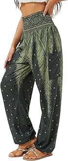 Women's Harem Pants, High Waist Yoga Boho Trousers with Pockets
