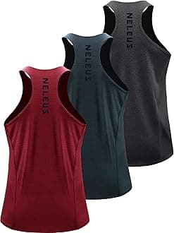 NELEUSMen's 3 Pack Running Tank Top Dry Fit Y-Back Athletic Workout Tank Tops