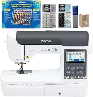 Brother SE2000 Computerized Sewing and Embroidery Machine (SE2000 + 63pc Bundle) 63-Piece Thread Set, 20 Bobbins, 100-Piece 75/11 Embroidery Needles, Stabilizer Roll
