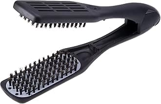 D79 Thermoceramic Hair Straightening Brush - with Boar Bristles - For Wide, Wavy, Curly, Coily Hair – Black