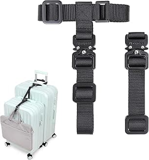 Vigorport Luggage Straps, Metal Luggage Connector Straps for Suitcases Add A Bag and Connect Your 2 Suitcases Together Adjustable Attachment Accessories Belts (0.75" Width Small Size)