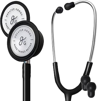 Greater Goods Dual-Head Stethoscope – Clinical Grade, Lightweight, High-Precision Sound, Ideal for Doctors, Nurses, Students, and Medical Professionals (Black)
