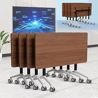 6-8 Person Conference Table Folding Conference Table for Office,Training, Seminar,Schools Modern Wood Conference Meeting Room Table Large Rectangular Conference Room Tables (4, Walnut 2, 71in)