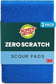 Non-Scratch Scour Pads, Scouring Pad for Kitchen and Dish Cleaning, Best for Pots and Pans Set Non Stick, Scrub Pads for Dishes, Blue Scrub Pads, 3 Pads
