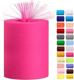 Tulle Rolls 6” by 100 Yards (300 feet) Tulle Roll Spool Fabric for DIY Tutu Skirts Wedding Baby Shower Crafts Decorations Party Supplies (Dark Pink)