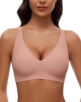 WOWENYWireless Bras for Women No Underwire Full Coverage Seamless Push Up Bra Comfort Deep V Bralettes with Support