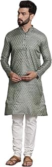 SOJANYA Men Silk Blend Floral (Since 1958 Celebrate in Style Kurta & Churidar Set for Every Occasion