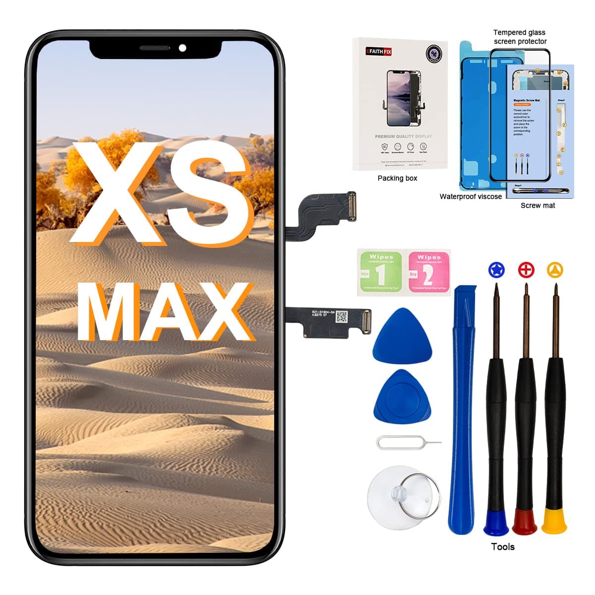 EFAITHFIX for iPhone XS MAX LCD Screen Replacement Black (6.5'')