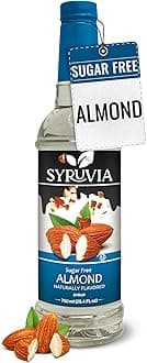 Syruvia Sugar Free Coffee Syrup, Almond Flavored Syrup for Drinks, Lattes, and Desserts – 25.4 fl oz