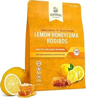 Cederberg Tea Company Lemon Honeycomb Rooibos Tea Bags - Made with Organic Red Rooibos Tea, South African Herbal Tea, Naturally Caffeine Free Tea, Small Batch - Select Blend Non-GMO, Premium Leaf, Antioxidant-Rich, 100 Count