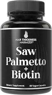 Saw Palmetto + Biotin Advanced 2-in-1 Combo for Hair Growth. Vegan Capsules Supplement with Natural Saw Palmetto Extract + 10000mcg Biotin. Hair Loss and Regrowth Pills for Men and Women. DHT Blocker
